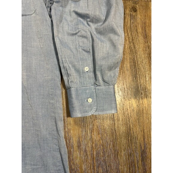 Gitman Bros Shirt Mens Blue Chambray Long Sleeve Pocket Preppy USA Sz 19-34 Big - Picture 6 of 10